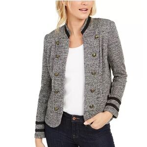 NWT Tommy Hilfiger The Band Jacket Marled Gray Open Front Military Sz M